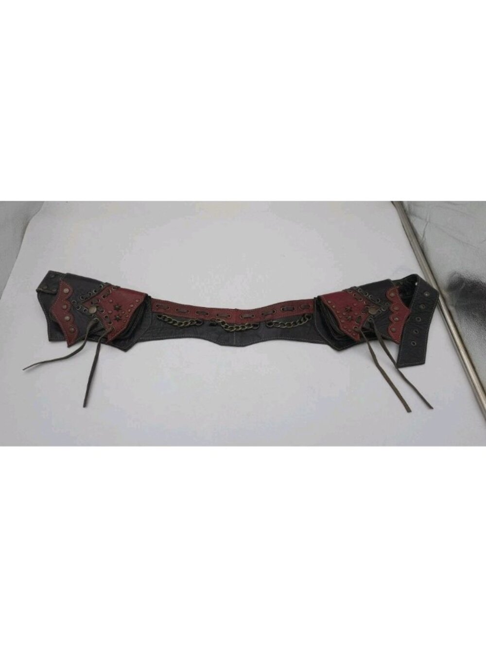Leather Utility Festival Belt Pouch Hip Belt Steampunk Gothic Renaissance  Red